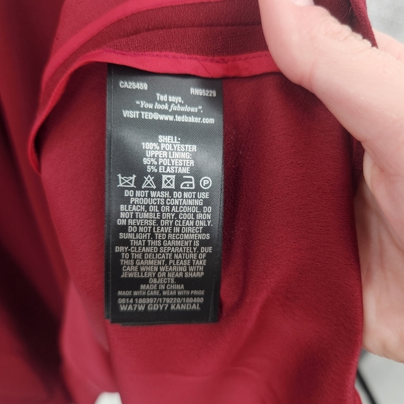 Ted‎ Baker Dress Kandal Midi High Low Fit and Flare in Burgundy 1 XS - Picture 5 of 7